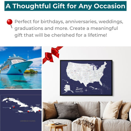 Canvas - Navy Explorers USA and Caribbean Travel Map