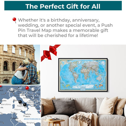 Canvas - Classic World Travel Map with Pins