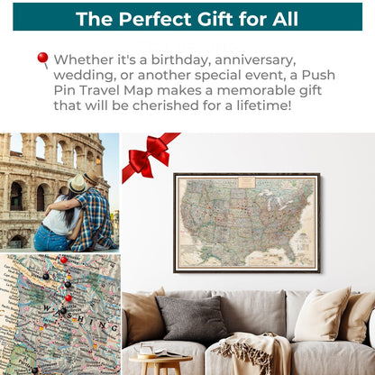 Gallery Wrapped - Executive USA Travel Map with pins