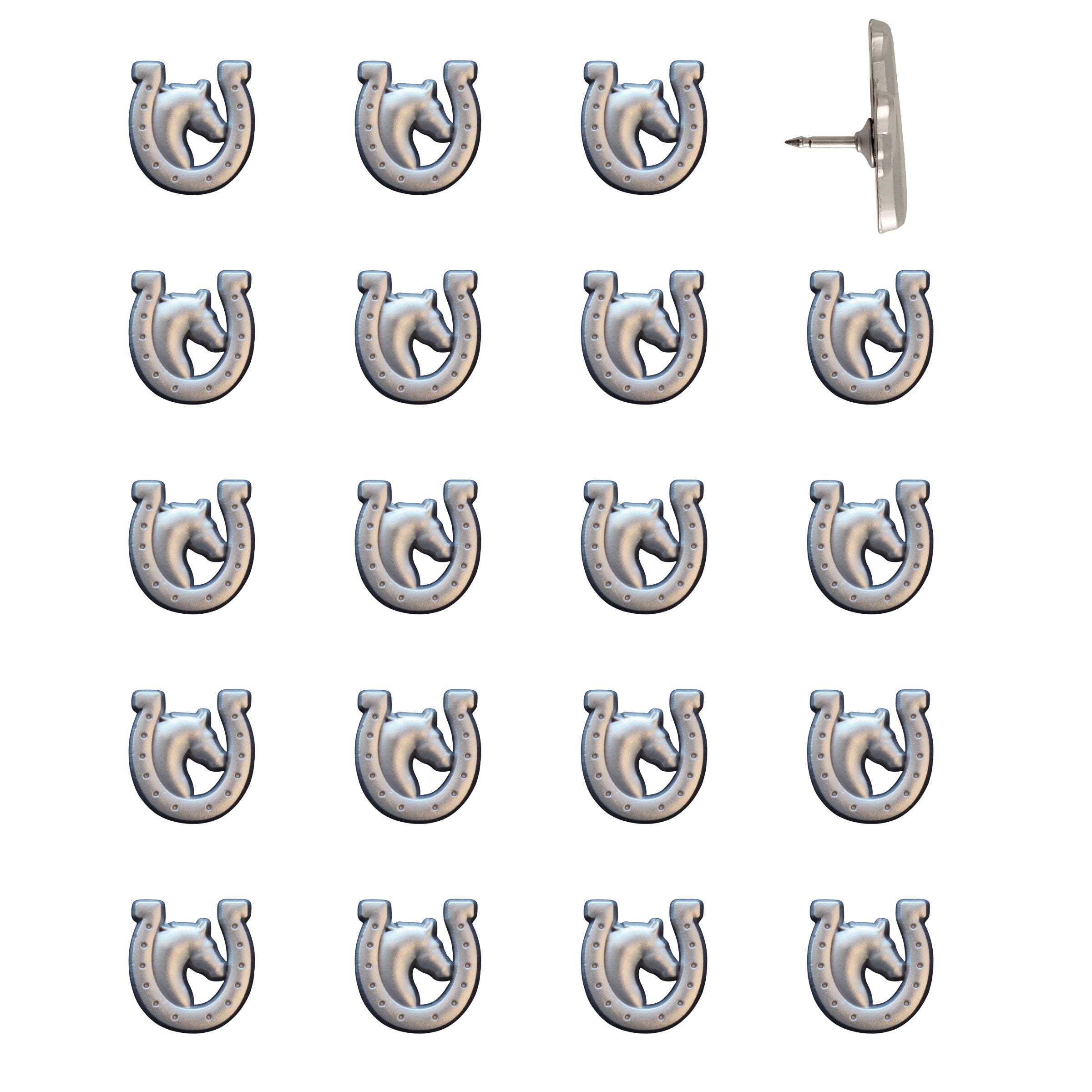 Horse and Horseshoe Pins Silver Pack of 20