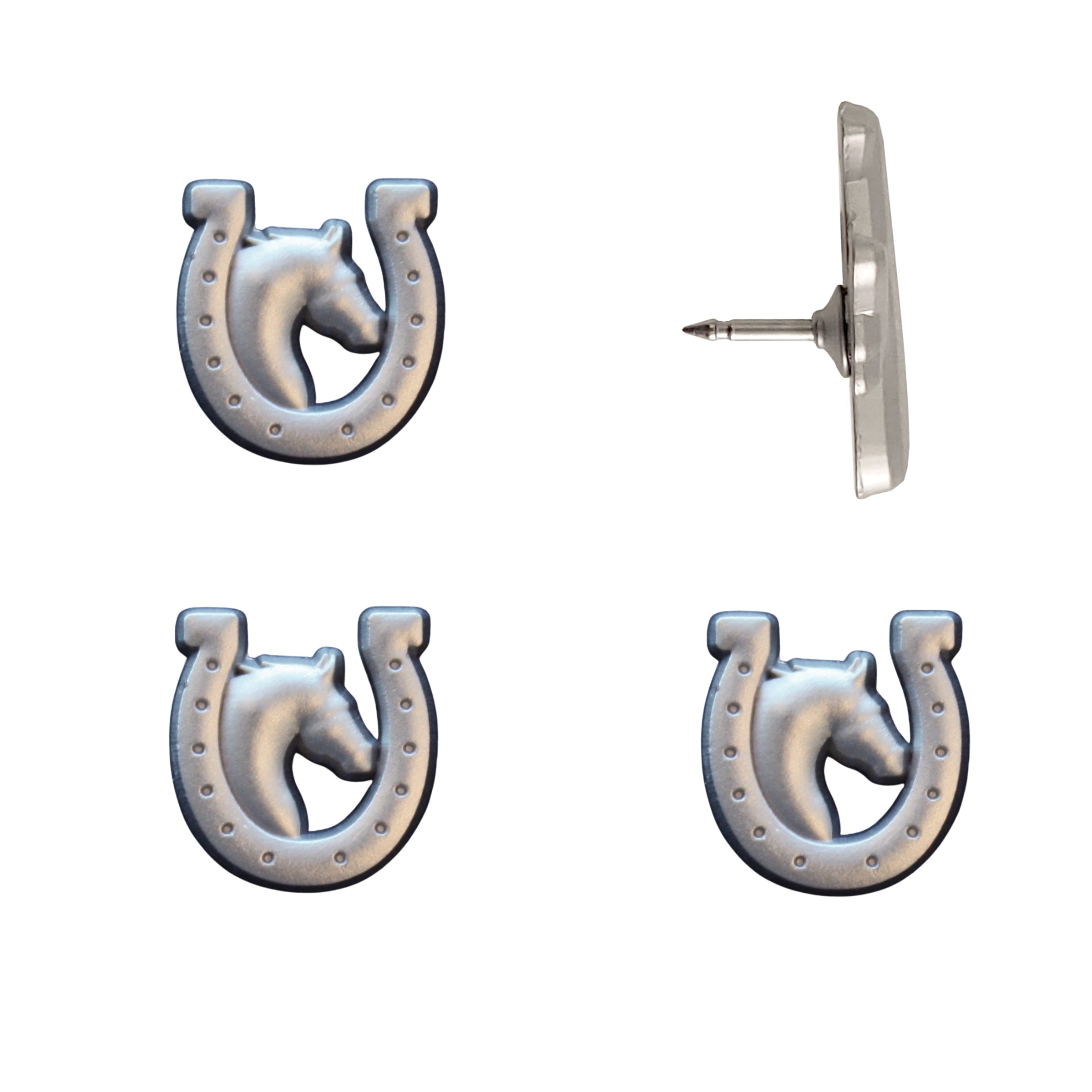 Horse and Horseshoe Pins Silver Pack of 4
