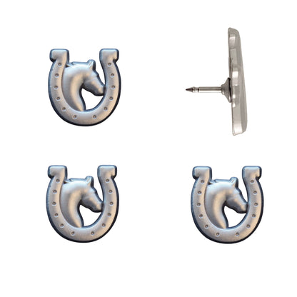 Horse and Horseshoe Pins Silver Pack of 4