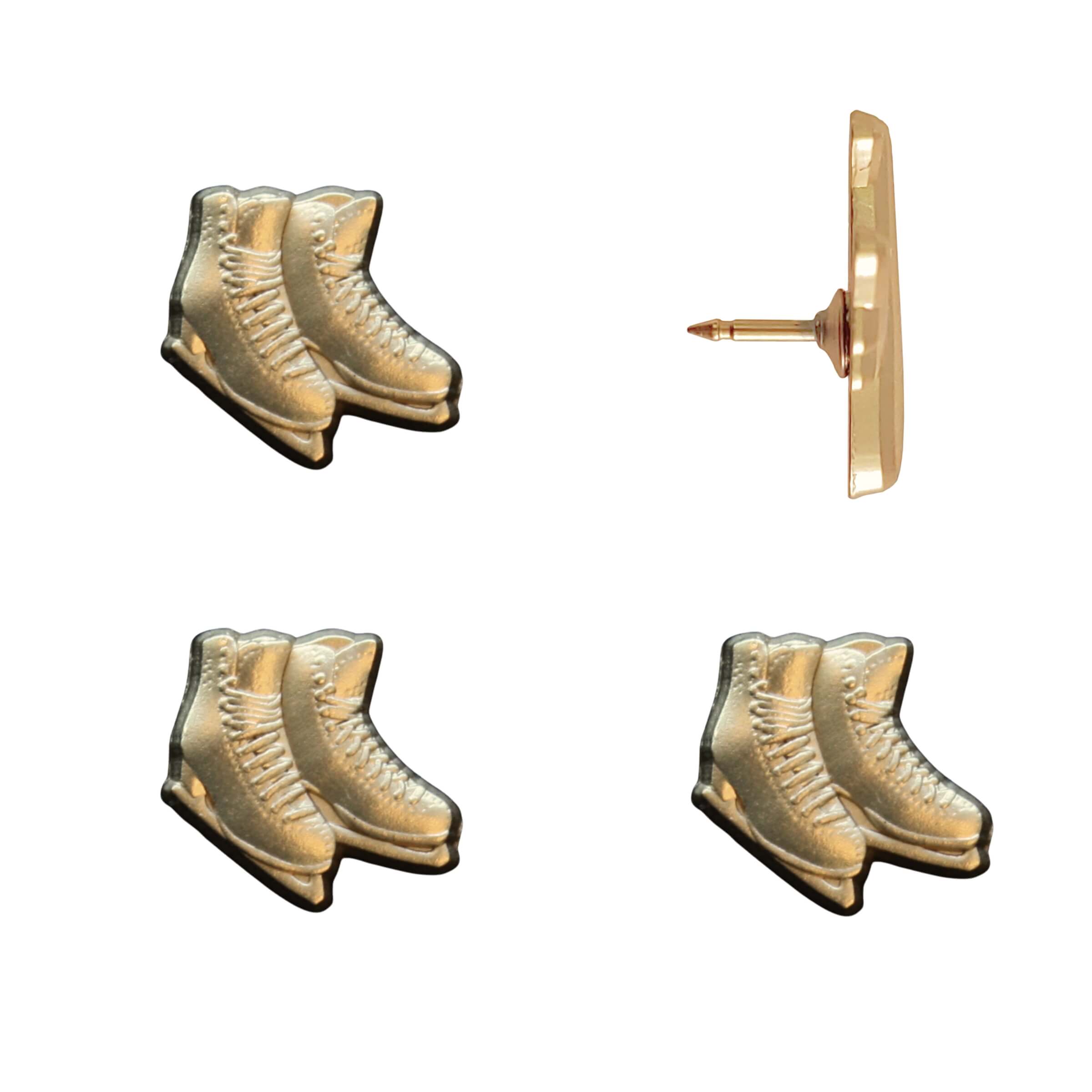 Ice Skates Push Pins Gold Pack of 4