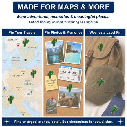 Cactus Push Pins - Desert Enamel Map & Lapel Pins