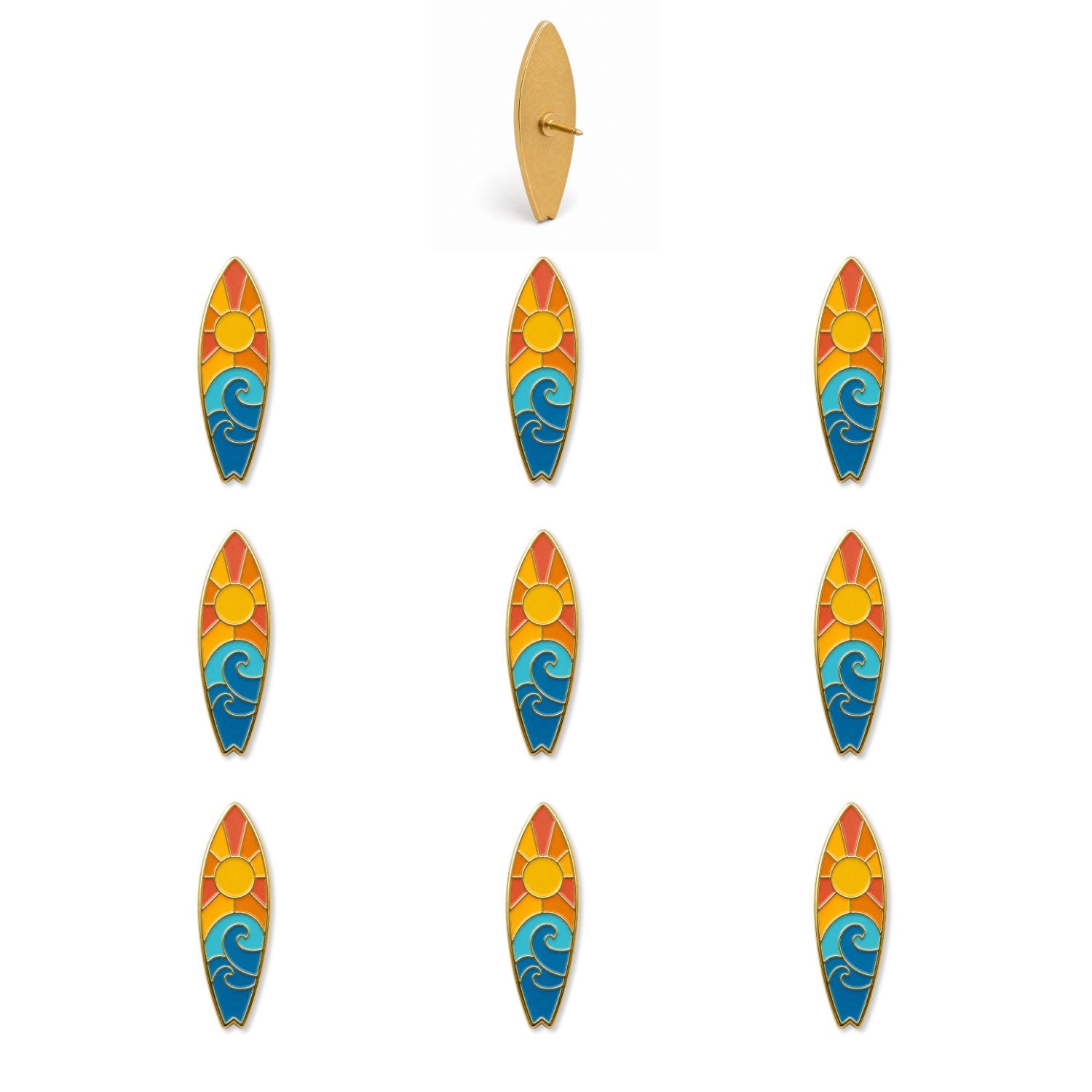 Surfboard Push Pins - Beach Enamel Map & Lapel Pins