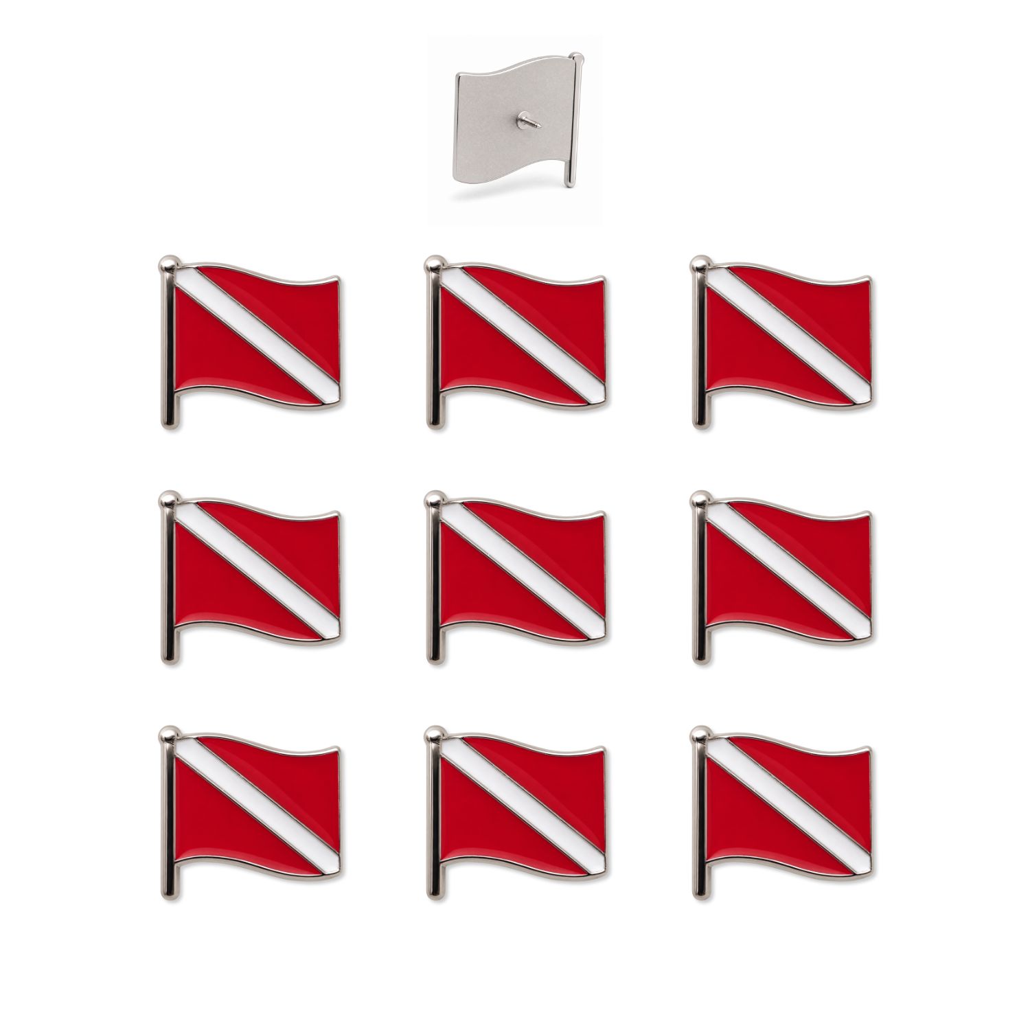 Scuba Diving Push Pins - Dive Flag Enamel Map & Lapel Pins