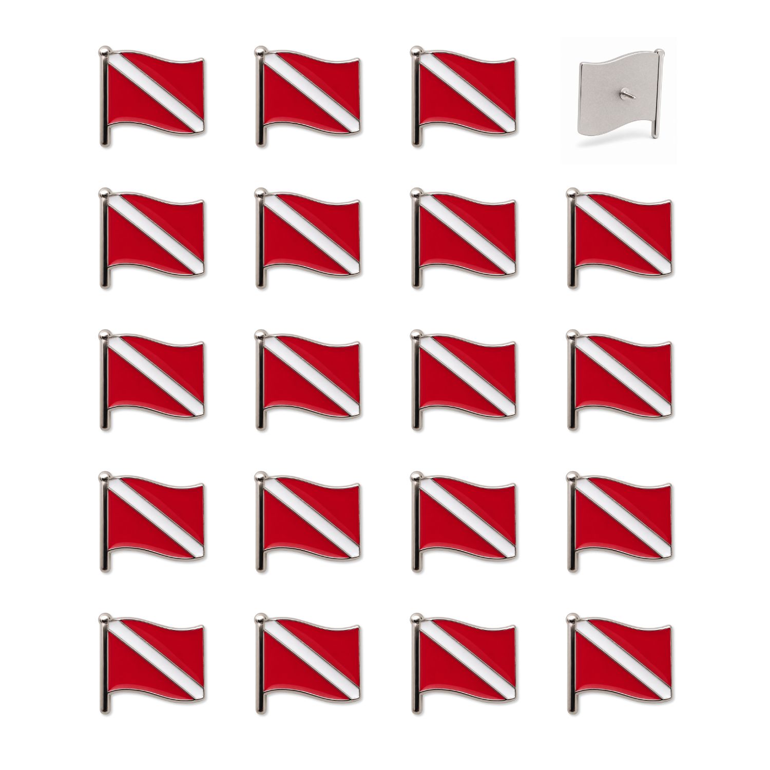 Scuba Diving Push Pins - Dive Flag Enamel Map & Lapel Pins