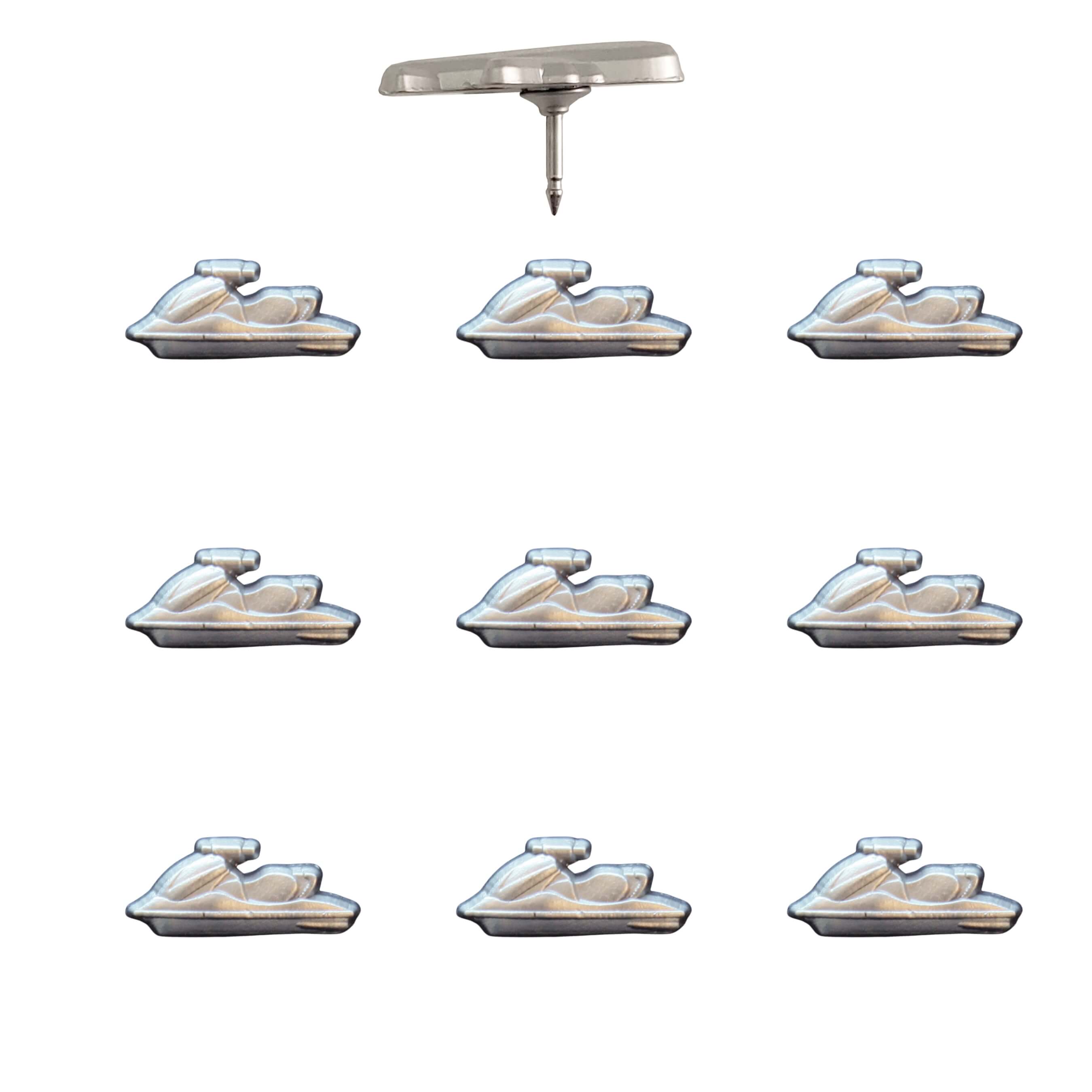 Jet Ski Push Pin Silver pack of 10