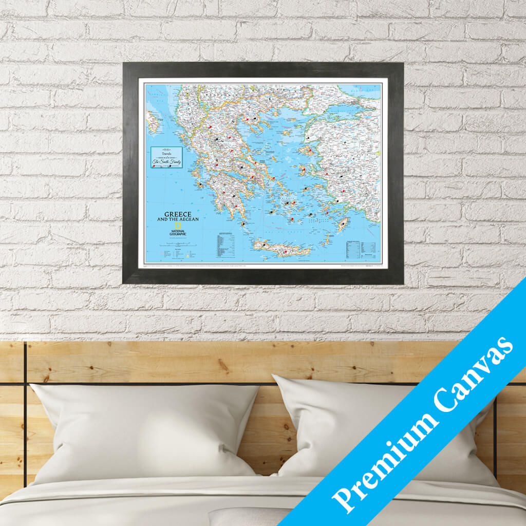 National Geographic Classic Greece Map on Canvas | Regional Greece Map ...