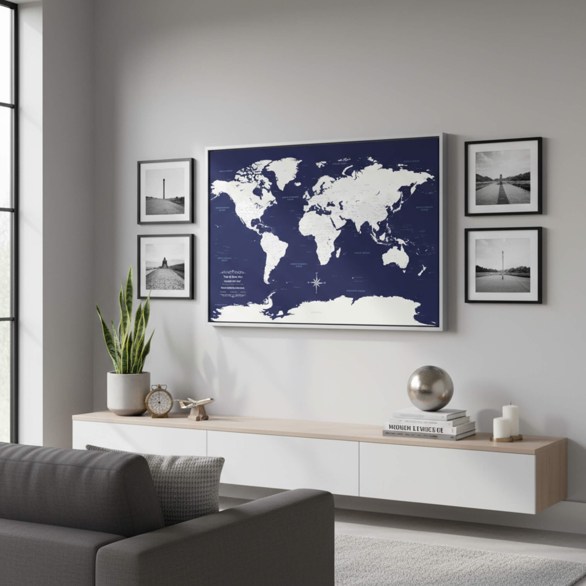 Canvas - Navy Explorers World Travel Map with pins