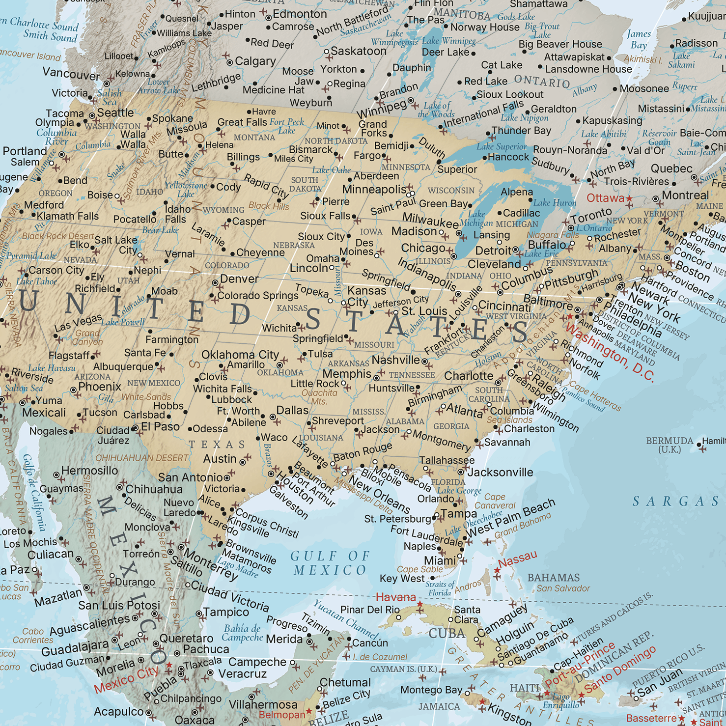 Canvas - Signature World Travel Map with pins