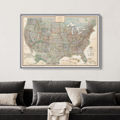 Canvas - Executive USA Travel Pin Map