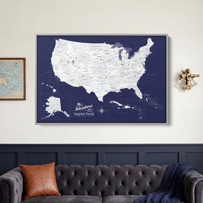 Canvas - Navy Explorers USA and Caribbean Travel Map