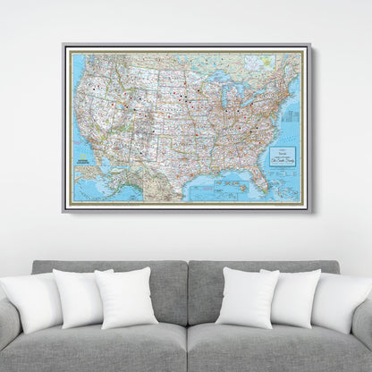 Canvas - Classic USA Travel Pin Map