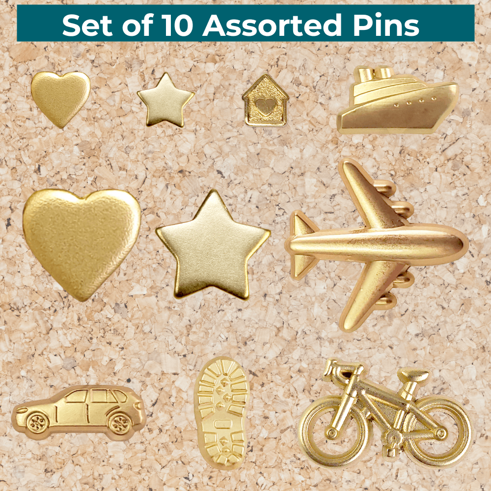 Popular Push Pin Pack - Set of 10 Assorted Pins - Gold Or Silver – Push ...