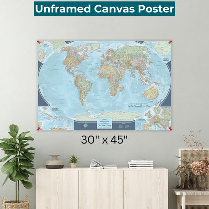 Signature World Canvas Poster 30 x 45 unframed on wall