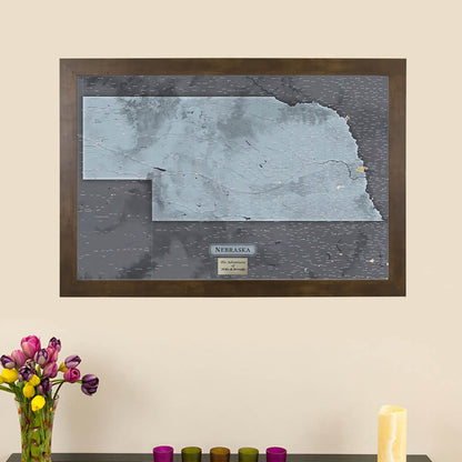 Slate Nebraska State Wall Map with Pins