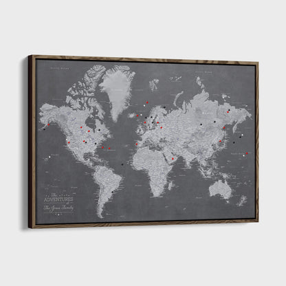 Canvas - Stormy Dreams World Travel Map with pins