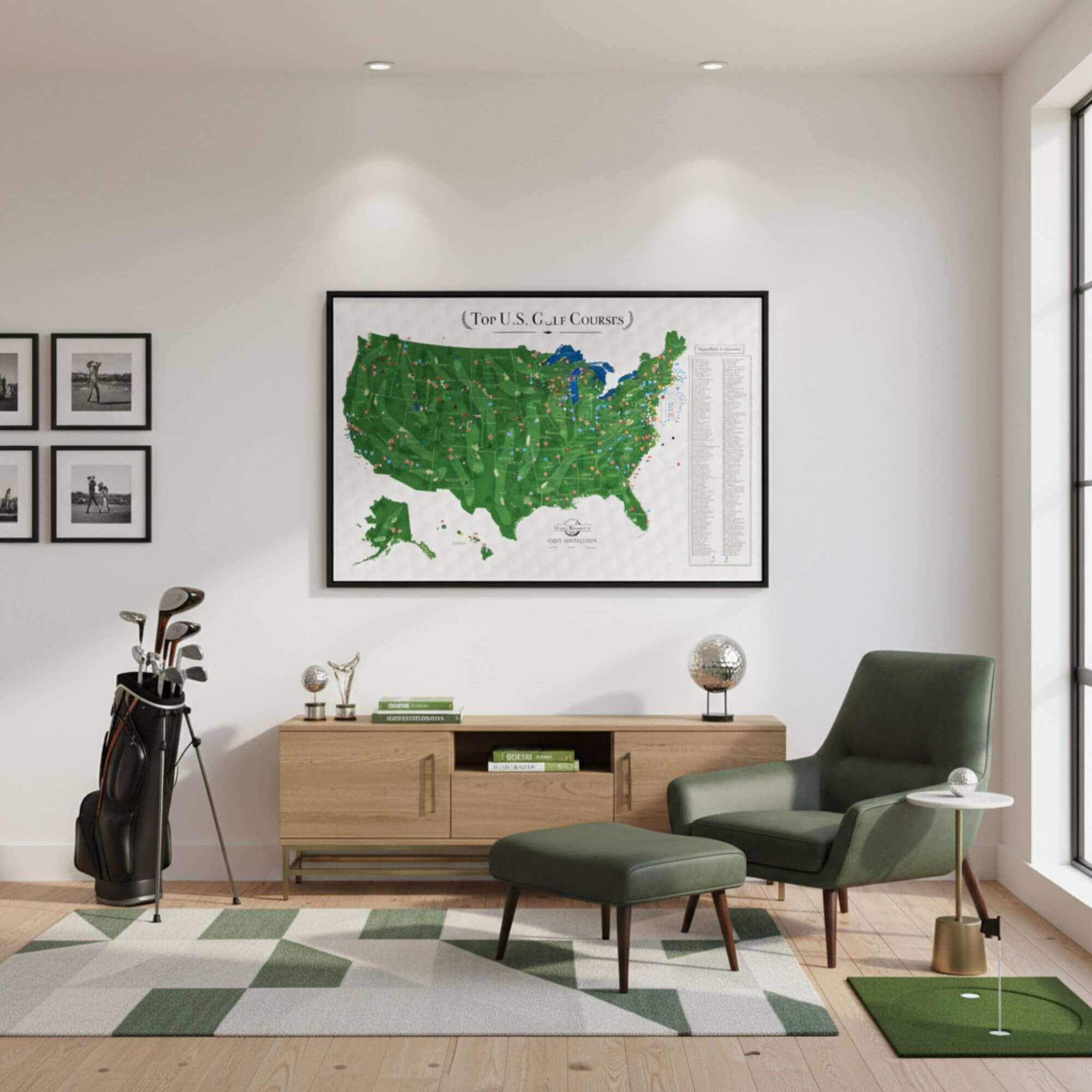 Canvas - Top US Golf Courses Travel Map with Pins