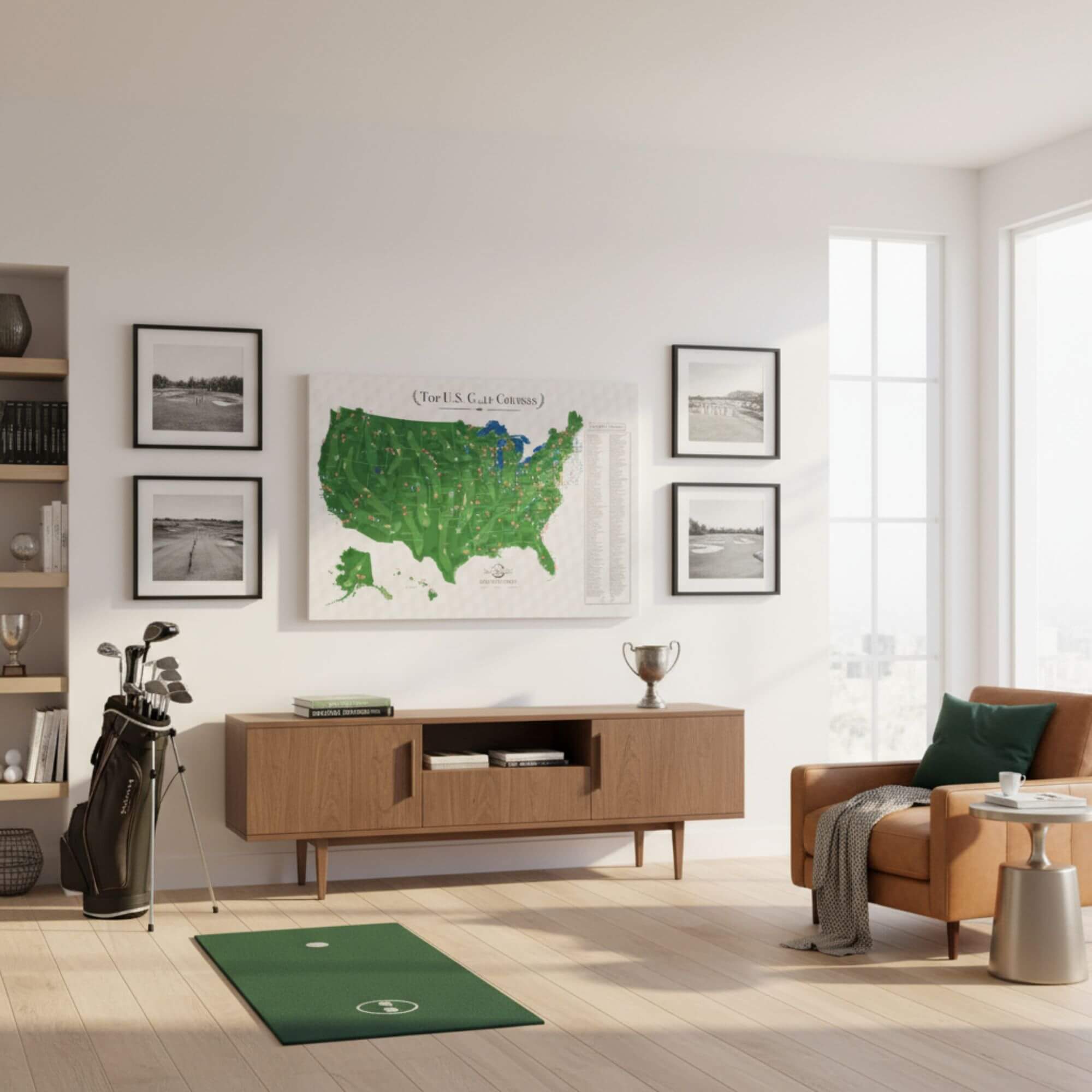 Gallery Wrapped - Top US Golf Courses Travel Map with Pins