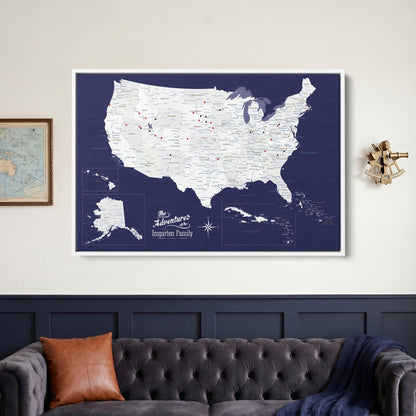 Canvas - Navy Explorers USA and Caribbean Travel Map