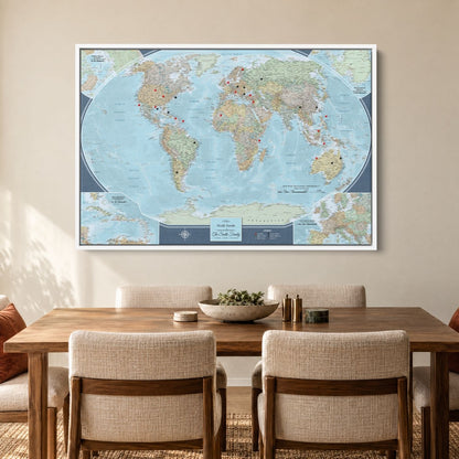 Canvas - Signature World Travel Map with pins