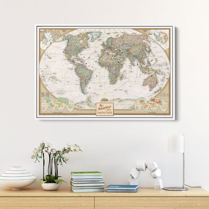 Canvas - Executive World Travel Map with Pins