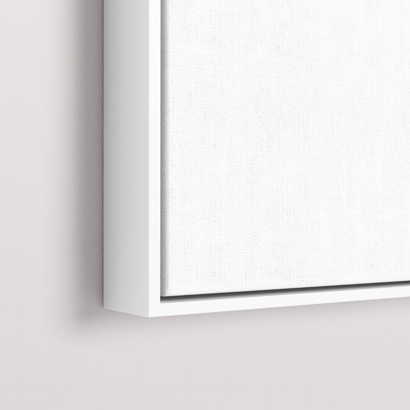 White float mount frame, corner detail