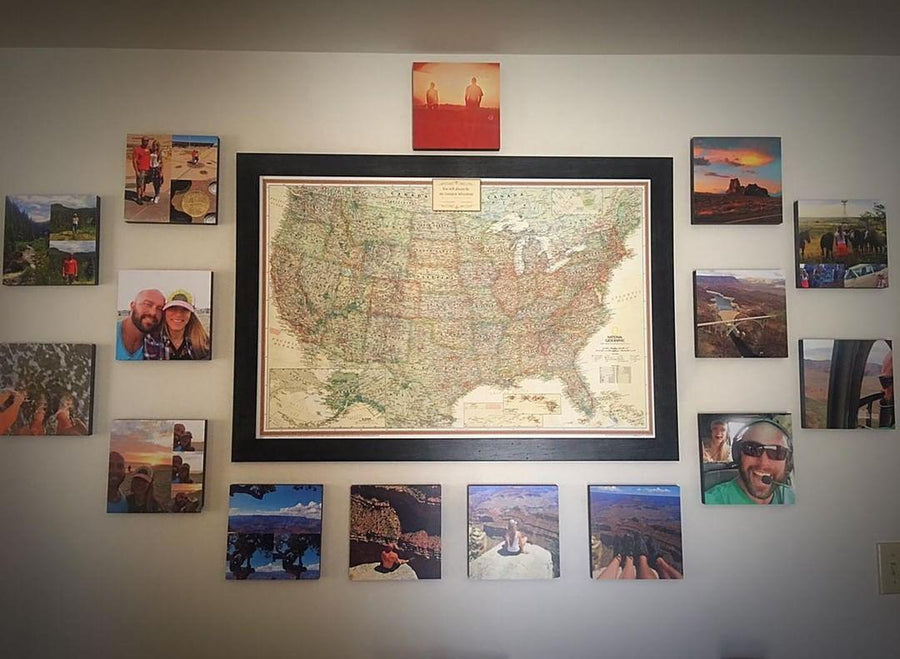 Paper push pin map in a real home