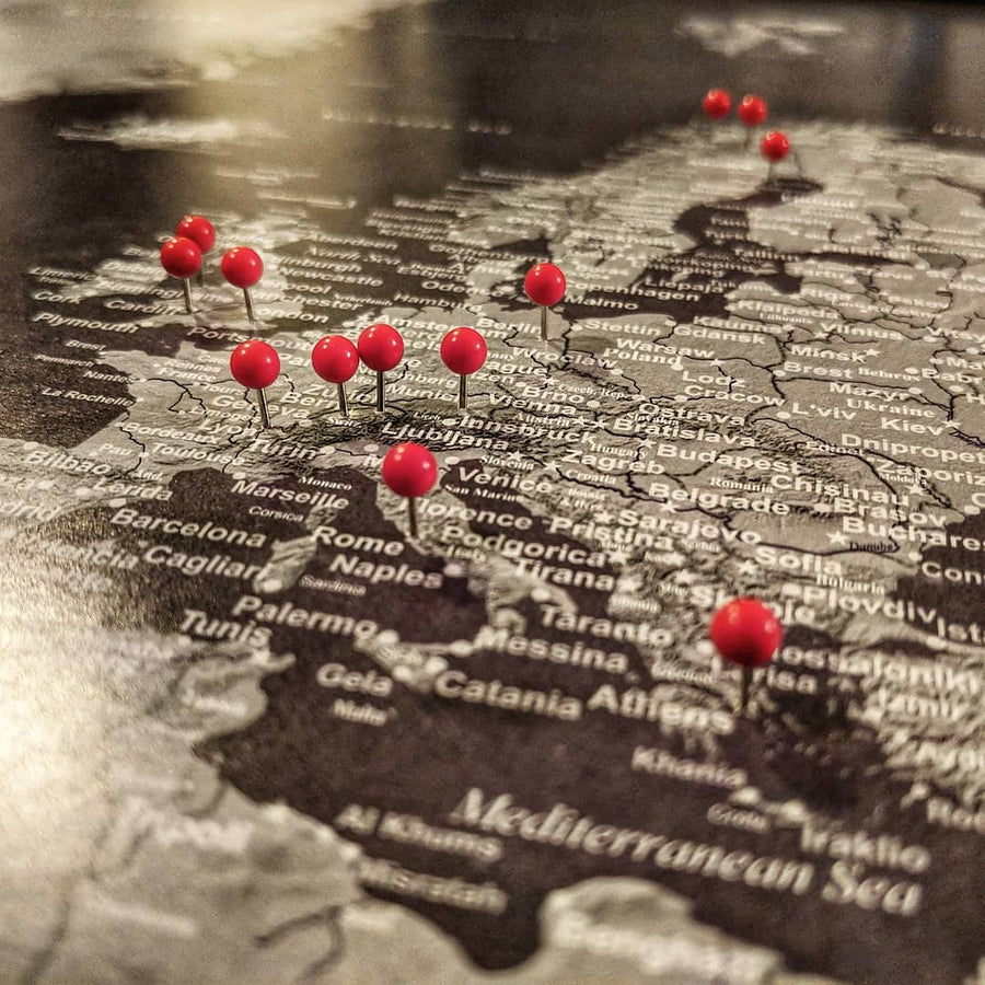 Paper push pin map in a real home