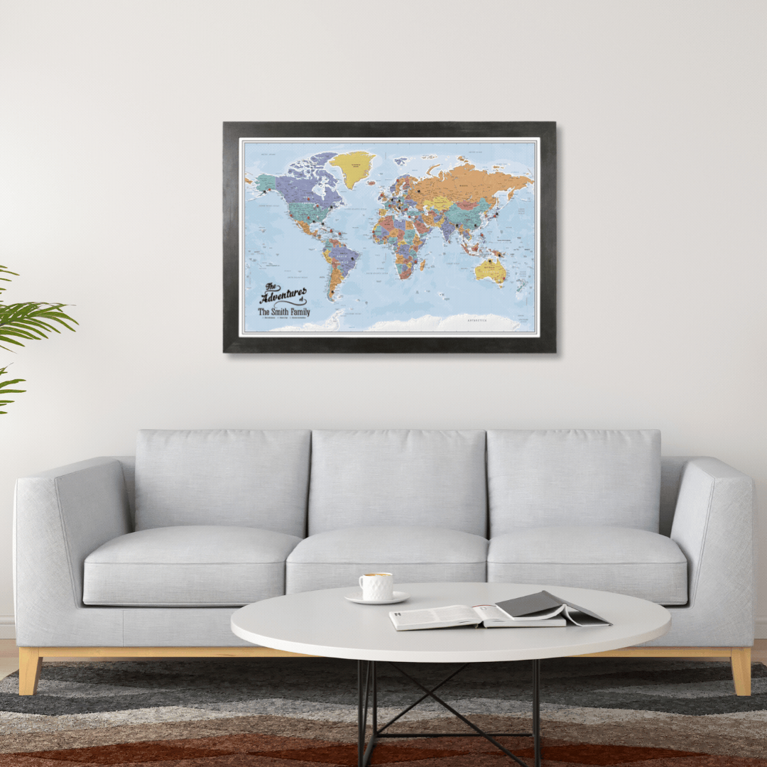 Us Map Frame Map Size and Style Options – Push Pin Travel Maps