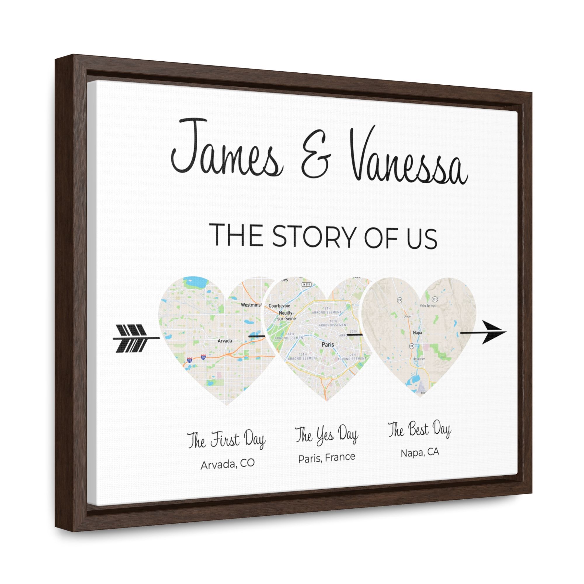 The Story of Us Map | Personalized Relationship Wall Decor | Option 3