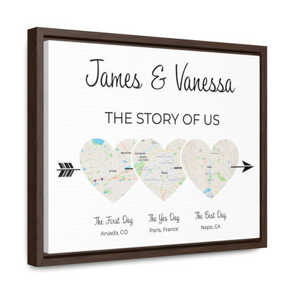 The Story of Us Map | Personalized Relationship Wall Decor | Option 3