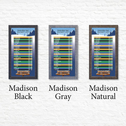 Colorado Ski Resorts Bucket List Shown in Premium Madison Frames