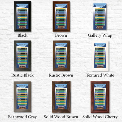 Colorado Ski Resorts Bucket List Shown in Standard Frame Options