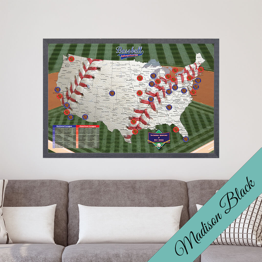 Baseball Map Above Baseball Map of the United States | Baseball Travel Map Canvas - Push ...