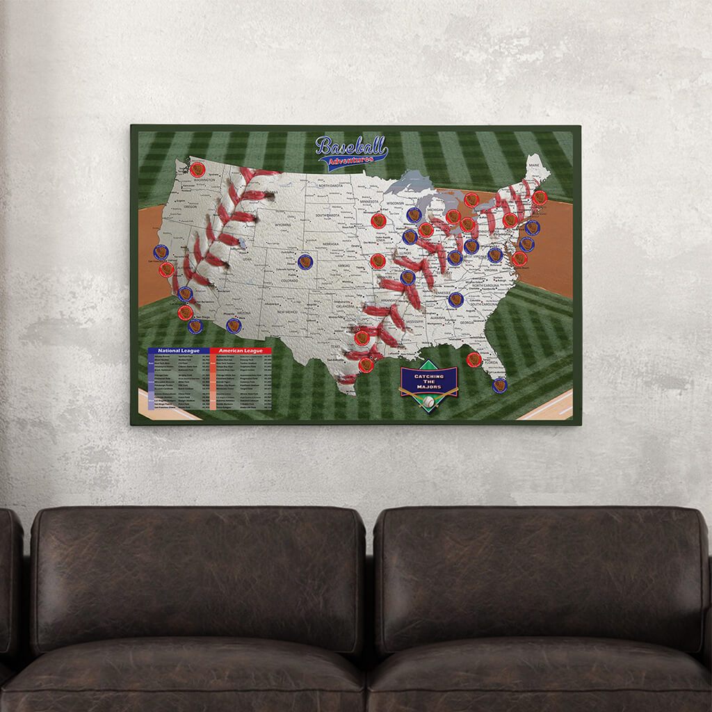 24x36 Gallery Wrapped Canvas Baseball Adventures Stadium Map