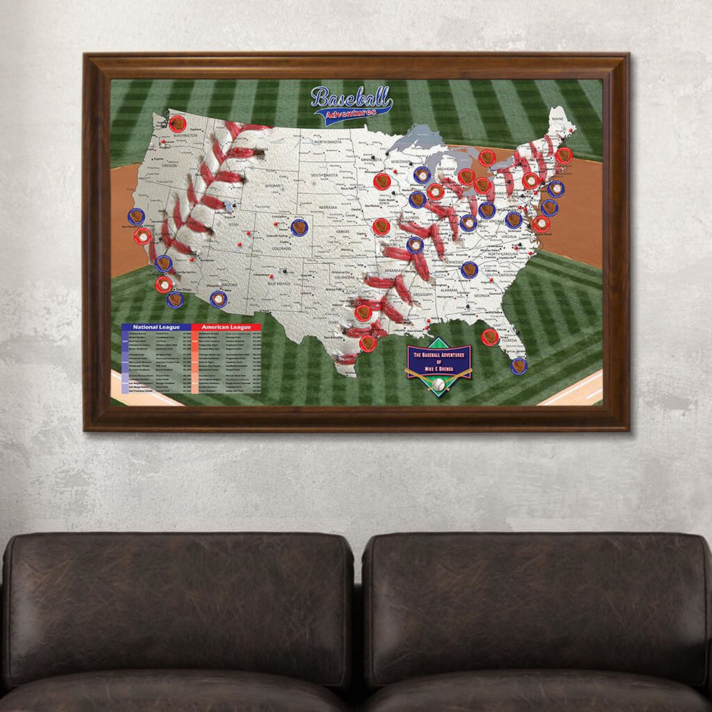 Baseball Map of the United States | Baseball Travel Map Canvas – Push ...