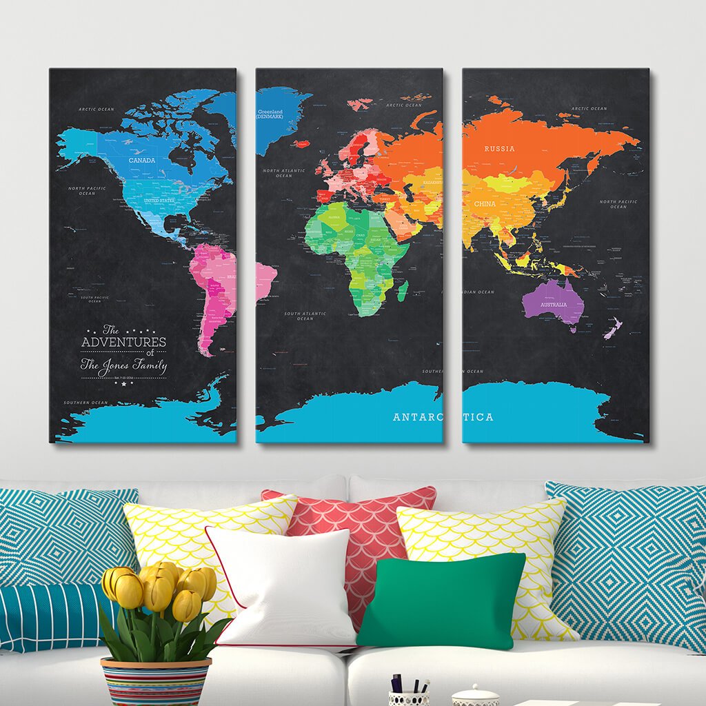 Push Pin Travel Map Large World Map Canvas World Map With 