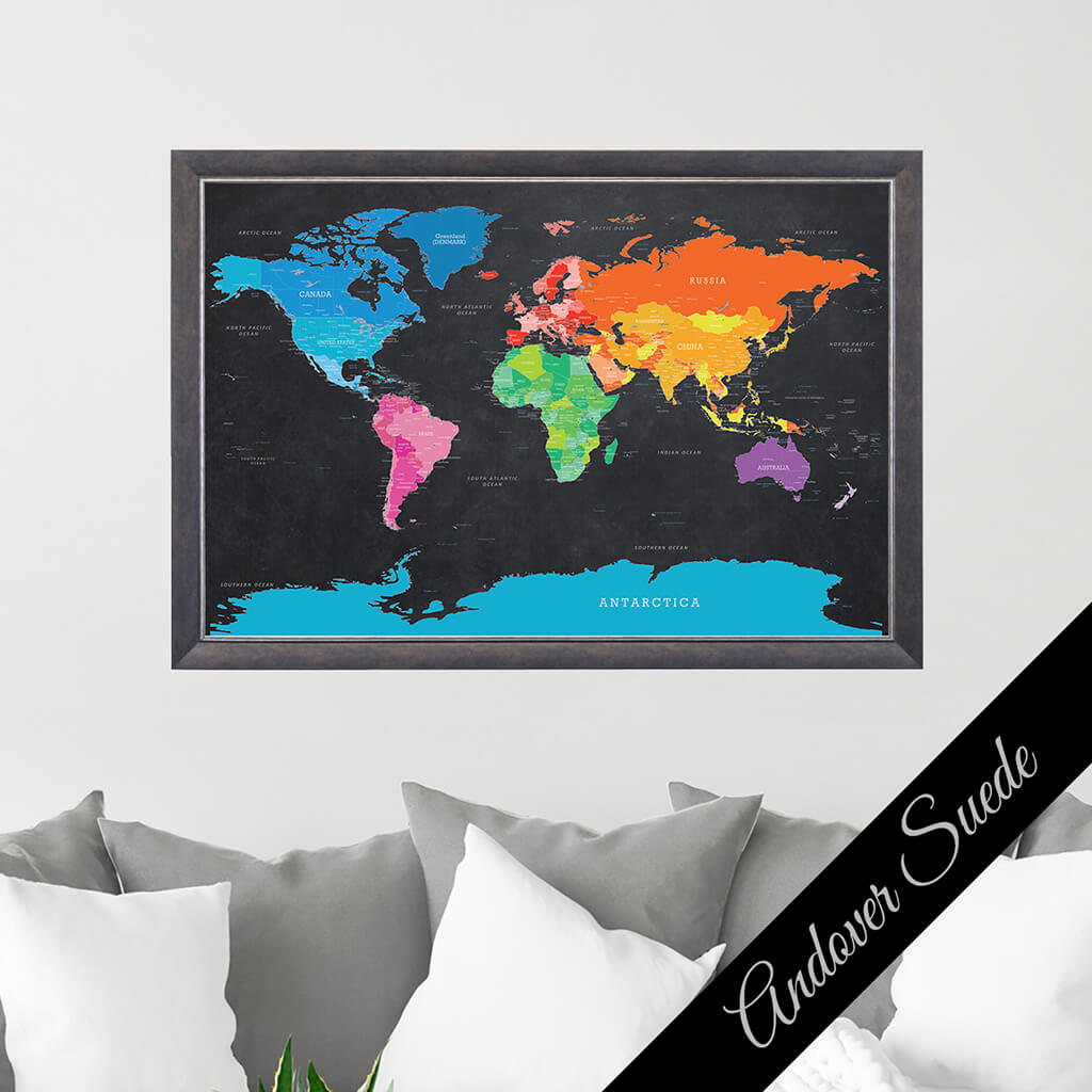 Multi-Colored World Map Colorful Map on Canvas Large Canvas Map Push  Pin Travel Maps