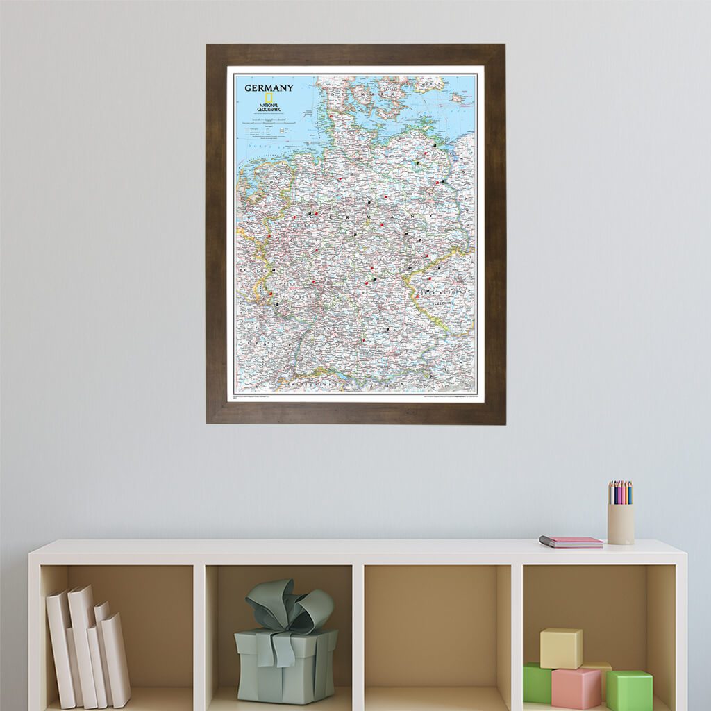 Classic Germany Push Pin Travel Map with Pins