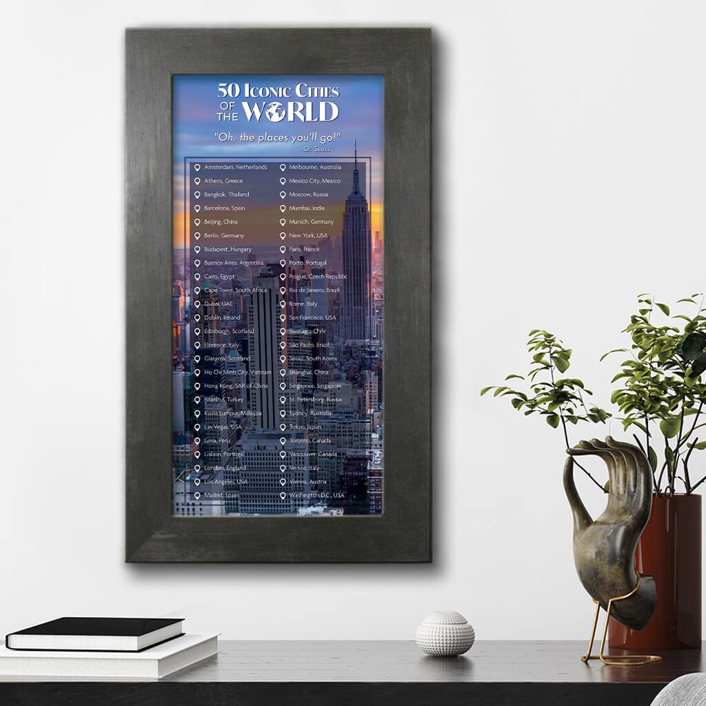 Iconic Cities of the World Bucket List Rustic Black Frame