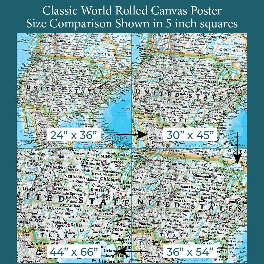 Classic World Map Poster | DIY World Travel Map | Push Pin Travel Maps