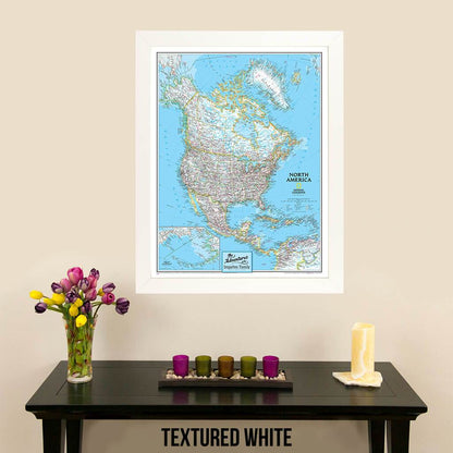 Canvas Classic North America Push Pin Travel Map Textured White frame