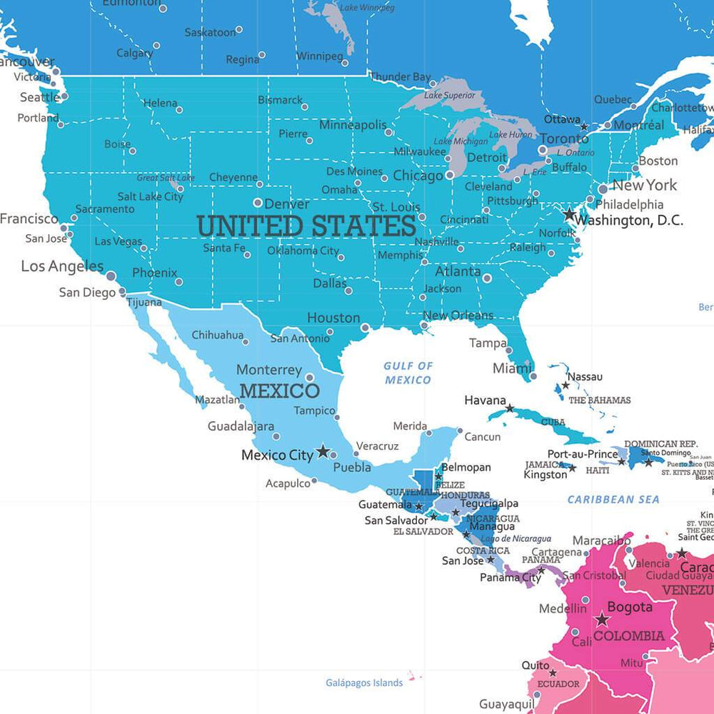 3-Panel Canvas Travel Map | Colorful World Travel Map with Pins – Push ...