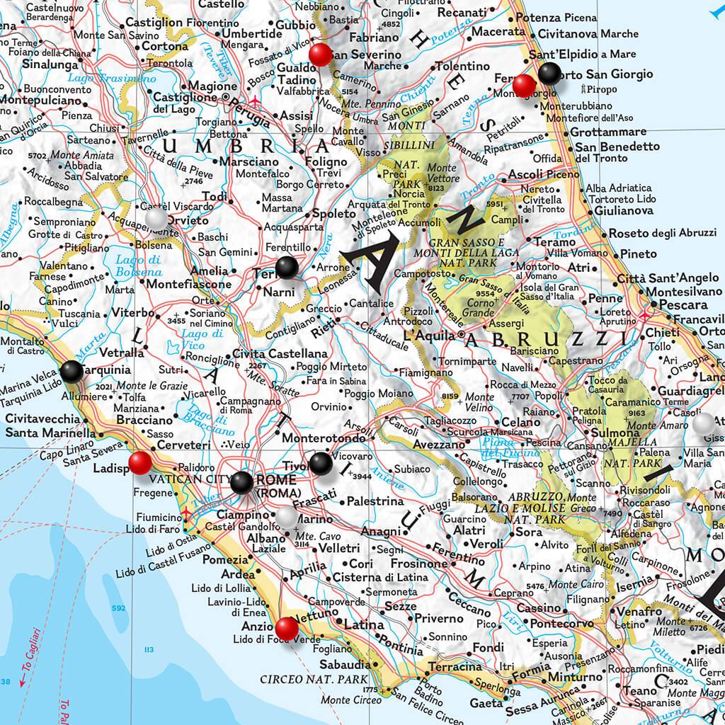 Closeup of Classic Italy Map