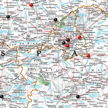 Closeup of Classic Spain & Portugal Travel Map