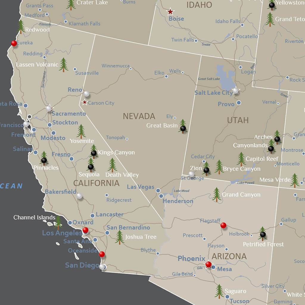 Map of The West Coast