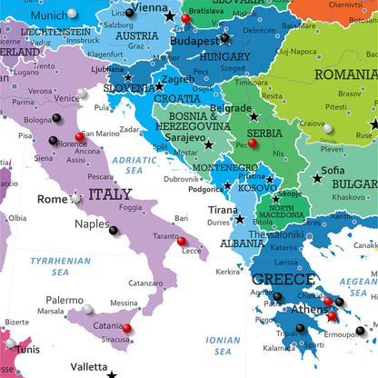 Closeup of Square Colorful Europe Map