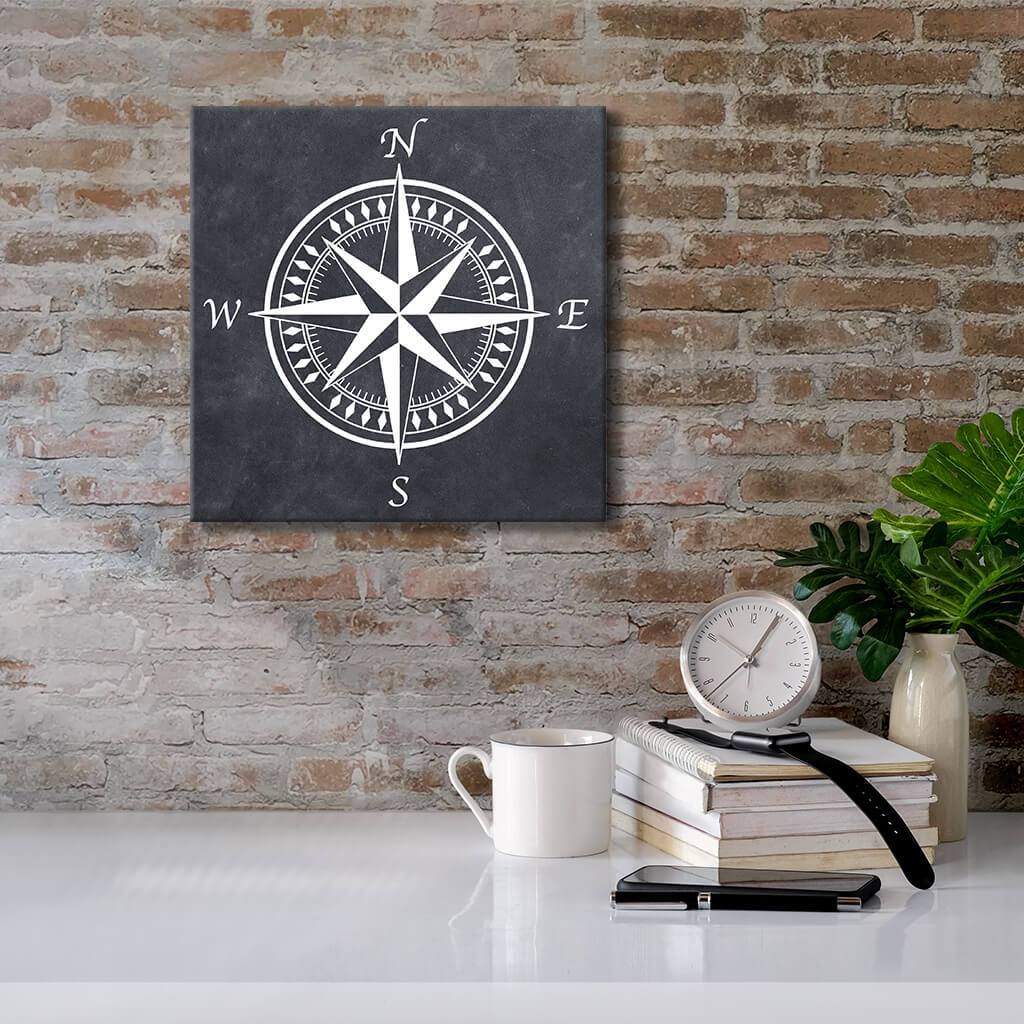 Compass Rose with Dark Background - Canvas Wall Decor